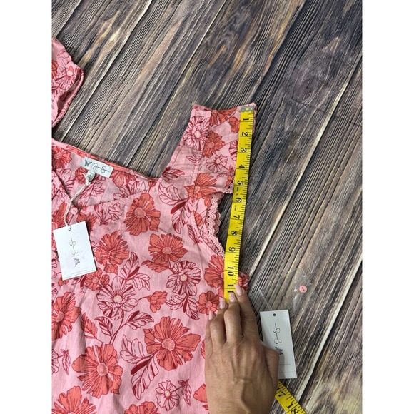 Jessica Simpson Womens Flowers 2 Piece Sleeveless Top Pleated Skirt Set Sz L - Picture 8 of 14